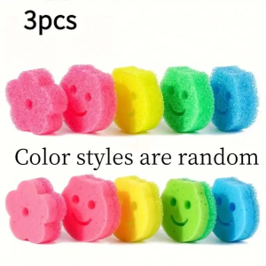3-Pack Heavy-Duty Scratch-Free Heat-Resistant Plastic Sponges (Pink/Yellow/Green) - Dishwasher Glass & Stove Safe