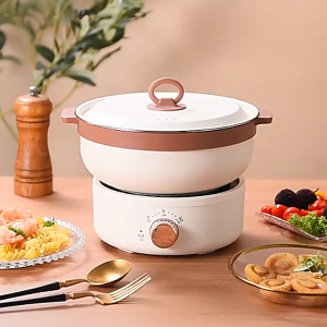2 in1 Cook Pot 2.5L Foldable Hotpot Travel Portable Multicooker Dormitory Split Type Rice Cooker Frying Pan Food Steamer