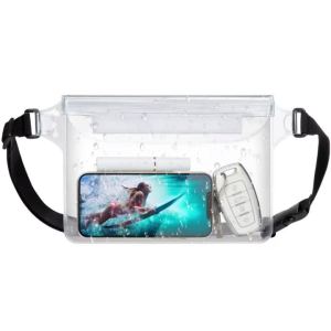 PVC Waterproof Mobile Phone Bag with Adjustable Waist Strap Dry Bag Keep Phone Valuables Safe for Beach Swimming Kayaking