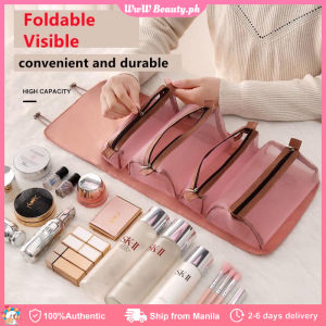 Multifunctional 4 in 1 Travel Foldable Roll up Cosmetic Bag Large Capacity Mesh Bag Organizer Wash Toiletry Bag