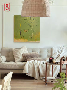 Retro Chinese Style Large Format Floor Hanging Painting Modern Study Room Background Wall Decorative Bird And Flower Artwork