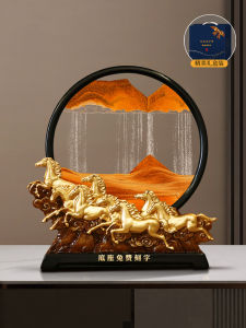 Creative Sand Flowing Painting Home Decorations Office Desk Top Decorative Items Resin Handmade Chinese Style Gift for Opening Ceremony