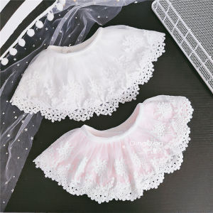 ผ้าคาดลำตัวทรงกลมแบบหมุนได้ 360 องศา สำหรับเด็กผู้หญิง เสื้อคลุมแบบจีบ ทรงเจ้าหญิง ลายลูกไม้ ผ้าฝ้ายผสม ป้องกันน้ำลาย