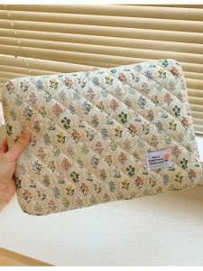 กระเป๋าใส่โน้ตบุ๊กพกพาลายดอกไม้ขนาดเล็กน่ารัก 14 นิ้ว กระเป๋าใส่แท็บเล็ตสำหรับสาวน้อย กระเป๋าใส่เครื่องมืออิเล็กทรอนิกส์แบบลำลอง