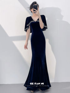 Elegant Black Velvet Evening Dress