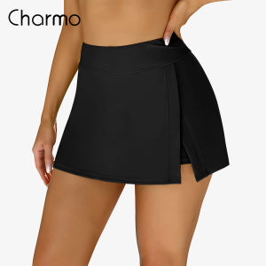 CHARMO Swim Skirts Women Tummy Control Split Swimsuit Skirt Built in Swim Shorts High Waist Bathing Suit Bottoms