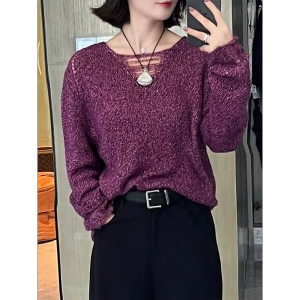 QINGNAER | Autumn Lazy Style Rejuvenating Knitwear Retro V-Neck Lace-Up Undershirt
