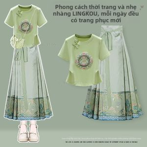 NUMEN BUTTON | Bộ Đồ Nữ Mùa Hè Phong Cách Trung Quốc Sang Trọng