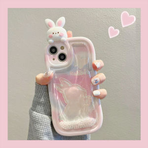 iPhone 14 pro Max 15 Gradient Heart Rabbit 12 New 11 Sandfall Lying down 16 pro Cartoon 13 pro Phone Case Women Full Cover Anti-Fall Soft Shell