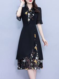 DAIXIANGFEIZI | Floral Fake Two-Piece Mid-Length Summer Dress