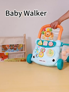 doudou Multi-Functional Baby Walker Push Toddler Trolley-Early Learning Stand Kids Toy&Shape Recognition