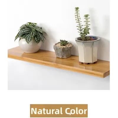 Solid Wood Floating Shelf Wall-Mounted Book Plant Shelf