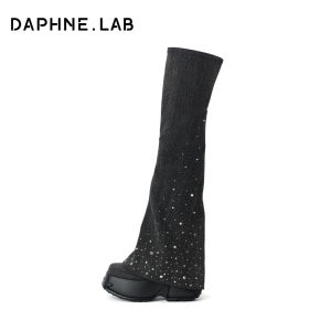 DAPHNE LAB | Giày Cao Quá Gối Form Ôm Dây Đế Dày