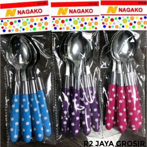 sendok lusinan isi 12 pcs motif polkadot sendok garpu polkadot