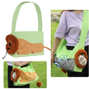 Portable Canvas Cat Bag Single Shoulder Bag Outing Pet Bag Fashionable Lion Head Pet Bag for Cats Traveling Outdoors