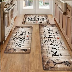 VIKAMA Retro American Style Kitchen Carpet Non-slip and Easy to Clean Corridor Bedroom Mat Entrance Door Mat Home Decoration