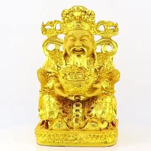 财神爷沙金聚宝盆 财神佛像招财进宝 家居神台 公司风水摆件手工艺品Feng Shui Buddha Items