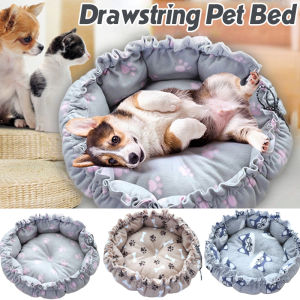 Adjustable Pet Bed Cotton Washable Soft Warm Cat Dog Mat Drawstring Fluffy Cat Bed Sleeping Basket
