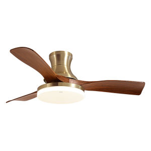 HUIPU ZHAOMING | French Vintage Style Intelligent Eye-protection Walnut Living Room Fan Light