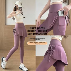 Running and Fitness Shark Leggings with Cover Skirt