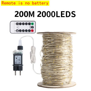 100M/200M Silver Wire LED String Fairy Lights Birthday Christmas Tree Lights Garland Outdoor Home New Year Wedding Party Decor