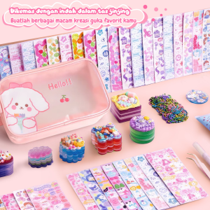 (Free Display)942Pcs DIY Guka Set Mainanan Anak Perempuan DIY Gantungan Kunci Set Tas Tangan Tas Tangan Kartu Stiker luca Kotak Guka Cream Gum Kartun Mainan Anak Perempuan Hadiah\n Apa itu Kotak Guka Cream Kartun Mainan?\nKotak Guka Cream Kartun Mainan adalah produk yang dirancang untuk anak perempuan yang menyukai DIY dan kegiatan kreatif lainnya. Kotak ini berisi 942 pcs berbagai jenis material seperti stiker, kertas, dan lainnya yang dapat digunakan untuk membuat berbagai macam kreasi. Kotak ini cocok untuk anak-anak yang suka bereksperimen dan mencoba hal baru.