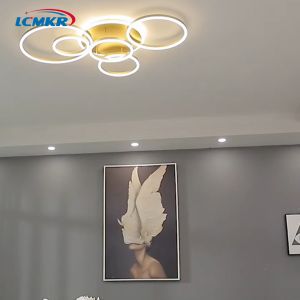 LCMKR ทอง ทรงกลม โคมไฟติดเพดาน 24W 36W 72W 108W โคมไฟเพดาน 3สี พร้อมรีโมท แฟชั่น ห้องรับแขก ไฟเพดานห้องนอน โคมไฟเพดาน LED