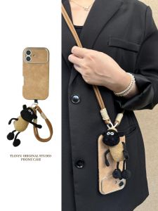Tianyu Autumn Winter Plush Lamb Lanyard Suitable for Apple 16 iPhone 15 pro Large Window 14 plus Crossbody 16 pro Max Strap 11 Vintage 13 pro Lanyard 12 Anti-Lost