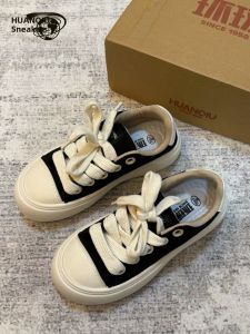 HUANQIU | Height Increasing Thick Sole Black Canvas Shoes