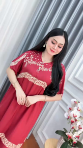 Daster Maternity Motif Floral Elegan XXL/XXL Muat BB 80Kg - Dress Ibu Hamil Menyusui