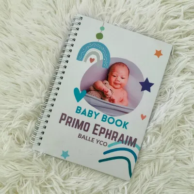 BLUE PERSONALIZED Baby Record Book Immunization vaccination Milestones Babys First