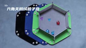 Foldable Dice Tray Holder Box PU Leather Folding Hexagon Coin Square Tray for RPG Role Playing Table Board Games
