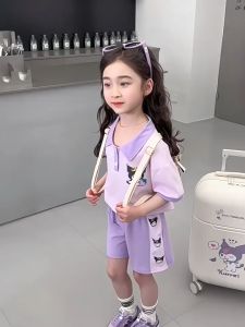 Girls Kuromi Terno For Kids Girl Suit Two Piece Outfit Set Short-Sleeved Top Kids Girls suit 3-12 yrs