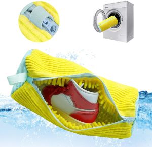 Durable Shoe Washing Machine Bag for All Shoe Types-Yellow with Blue ZipperIdeal for Sneakers and Casual ShoesLaundry Wash Bag