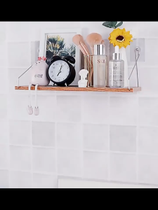 Nuvia Wooden Wall Shelf with Stainless Steel Bracket Floating Shelf Wall Mount Display Storage Wall Ledge Shelf