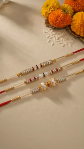 Aheli Rakhshabandhan Thread Rakhi for Brother Bhaiya Crystals & Beads Studded Combo Set of 3 Rakhi Hamper | Rakhi Set | Kids Rakhi | Rakhi for Kids