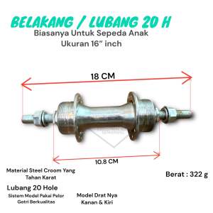 ( LUBANG 20 H ) Bos Tromol Hub Freehub Sepeda Anak Model Drat Ulir Croom Lobang 20H 20 H Hole As Boss Konis