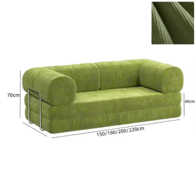 Compact Foldable Living Room Teddy Corduroy Modular Sofa Bed
