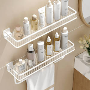 Acrylic Floating Shelf Wall Mounted Bathroom Shower Shelf Glue Adhesive or Drilling Wall Shelf Clear Display Shelf
