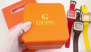 Jam Tangan Wanita Guou Analog Tanggal Persegi Original Rubber