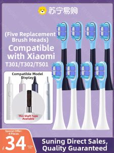 Five More Electric Toothbrush Heads Compatible with Xiaomi T302/T301 Deep Cleaning Replacement Heads for Oral Health