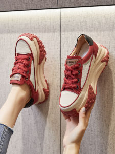 Womens Small Size Shoes 313233 Thick Bottom High Heel Casual Red Shoes Fleece Lined Dad Shoes 34 Size Versatile Fashionable