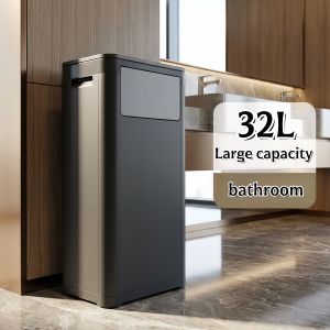Creative double-lid assembled trash can for home kitchen with baffle waste storage bin for office and outdoor use
