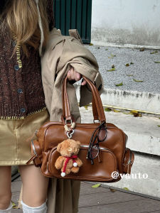 Fall New Arrival Retro Tote Bag Fancy Bowling Handbag All-Match Commute Large Capacity Fashion Motorcycle Bag