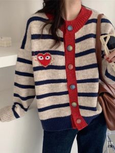 Loose Womens Knitted Sweater Coat Cardigan Thickened Autumn Winter New Style Korean Version Button up Base Shirt