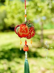 Spring Flower Autumn Moon Original Persimmon Ruyi Jinbu Double Sided Embroidery Perfume Bag Gardenia Flavor Chinese Ancient Style Waist Pendant Pendant