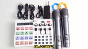 Siborie【COD】S6 soundcard+W369 Two mic Full Set Paket recording lengkap Streaming Langsung Pengiriman cepat