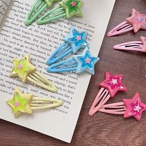 ผมที่หมดึงขึ้น รูปดาว น้ำหนัก สีลูกอมน่ารัก สีคอนทราสต์ แฟชั่นเกาหลี สถาปากที่สุดสำหรับผู้หญิง คลิปผมสำหรับเด็ก ผู้ชาย และคุณภาพเชิงเก่า