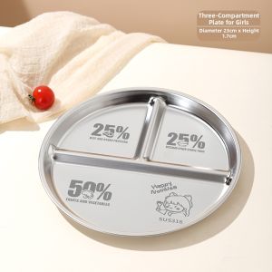 YOULUNMEI | Diet Control Portioning Plate Stainless Steel