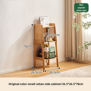 Floor Childrens Bookcase Living Room TV Side Cabinet Multi-Layer Simple Rack Rattan Locker For Home Small Bookshelf